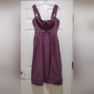 Free People Laters Midi Sleeveless Pleated Plaid Dress Size Large